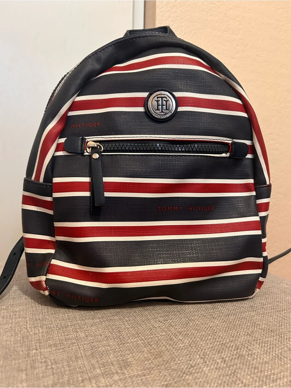 Tommy Hilfiger Navy, Red & White Striped Backpack